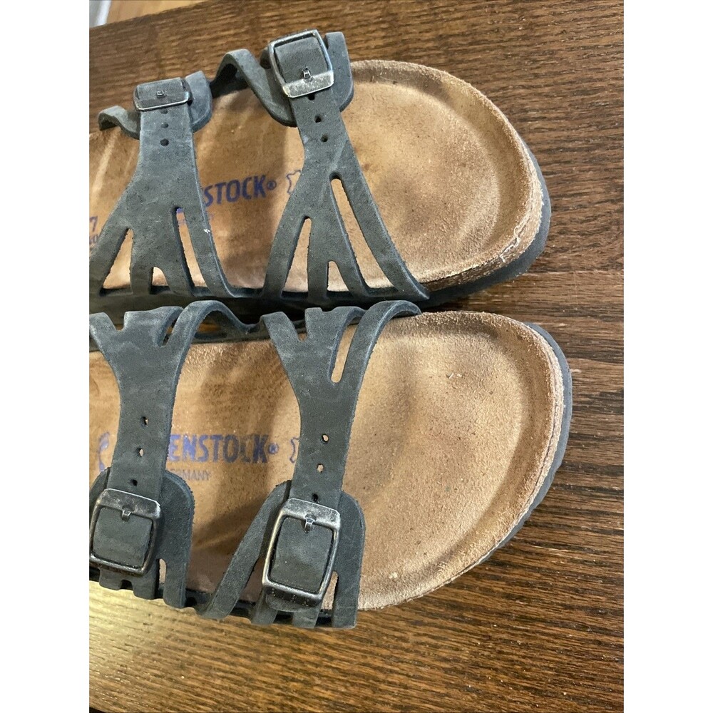 Birkenstock Granada Soft Footbed slide sandal Women's Black Gray 37 EUC 6-6.5 - Picture 3 of 6